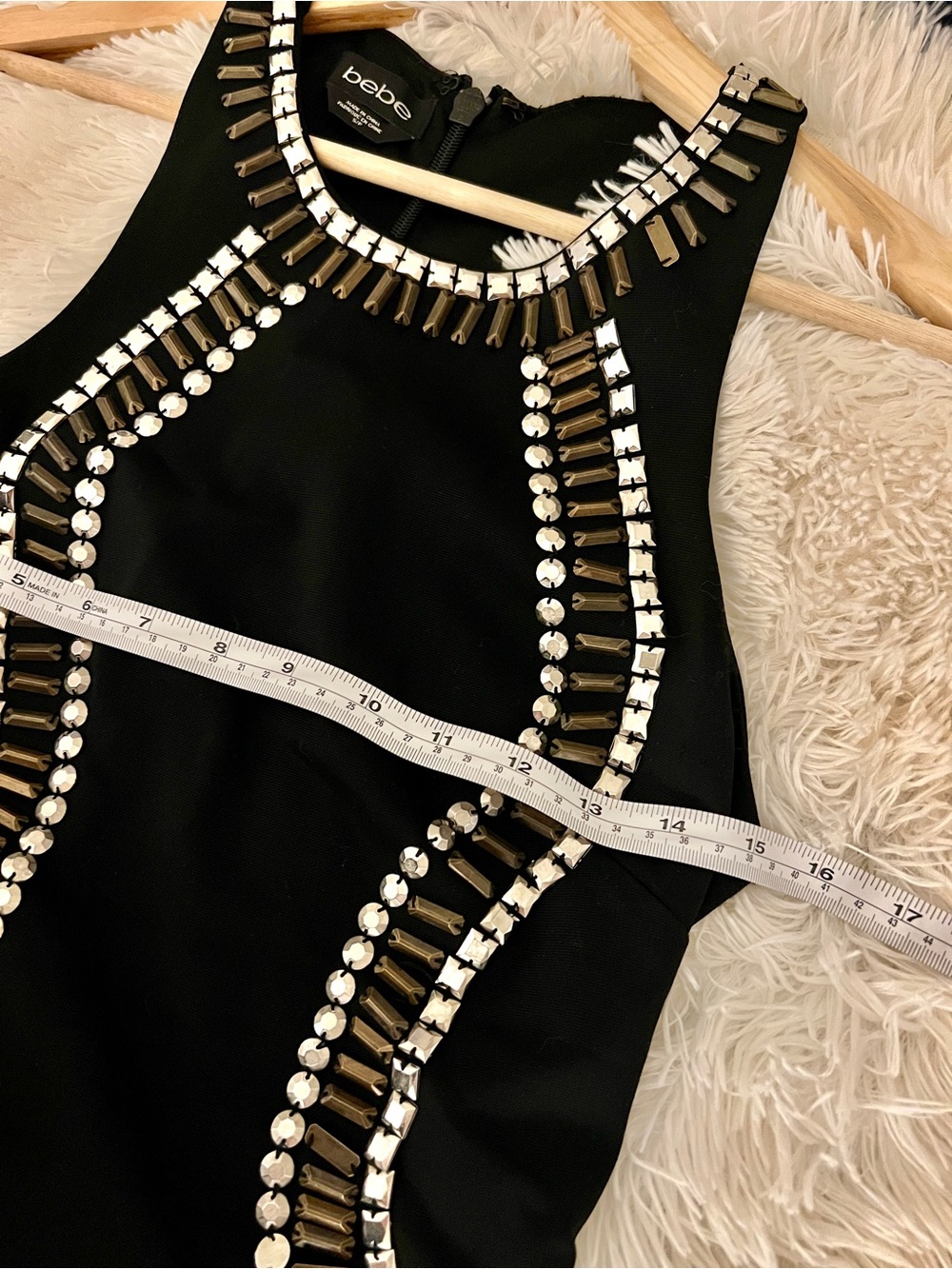 Bebe Black Dress with Silver & Gold Racerback Cocktail Party -Small - Picture 8 of 9